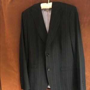 Ann Taylor Black Pinstripe Blazer with Subtle Gray Stripes